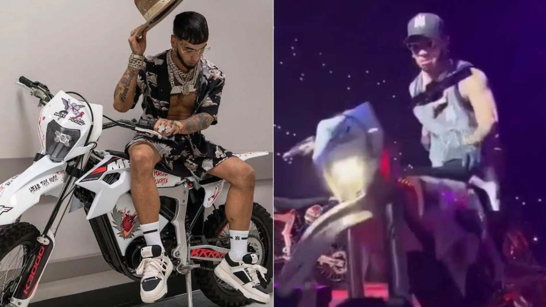 Anuel AA subió una moto al escenario y provocó un accidente